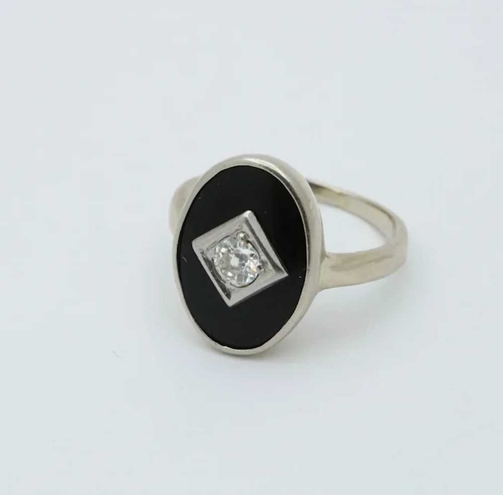 Art Deco Diamond and Onyx Ring - image 3