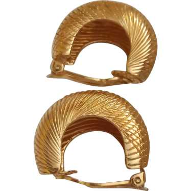 Vintage St John Gold Tone Clip Earrings, Quality,… - image 1