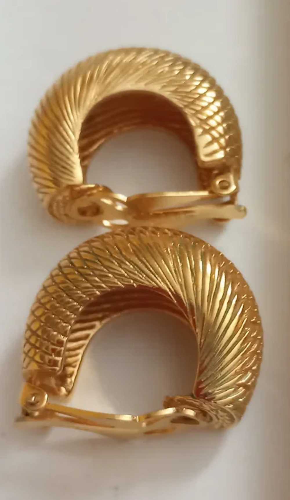 Vintage St John Gold Tone Clip Earrings, Quality,… - image 2