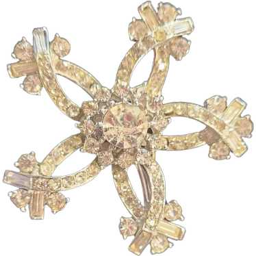 Coro Brooch Round and Baguette Clear Rhinestones F
