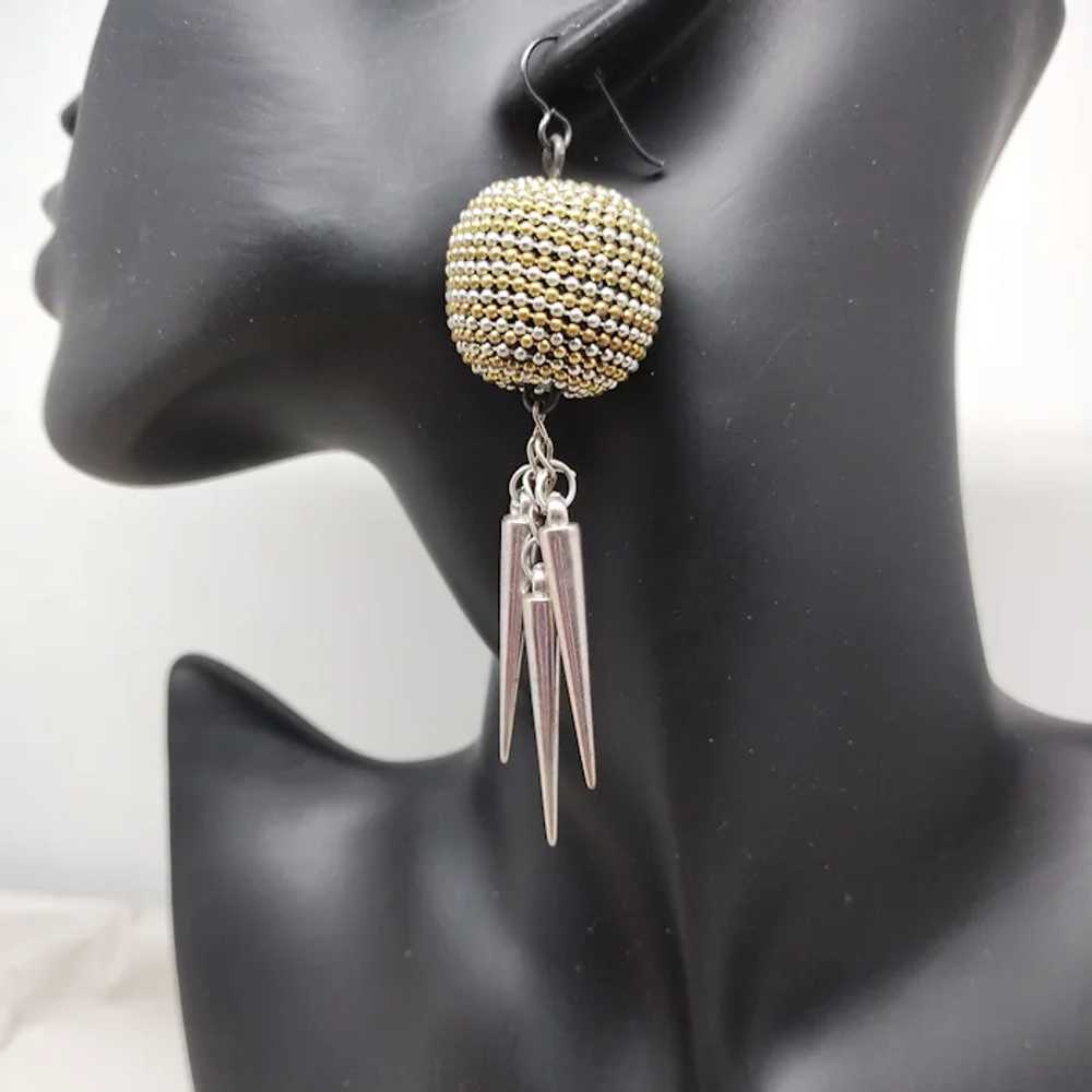 Mixed Media "Brutilist" Style Dangle Earrings - image 9