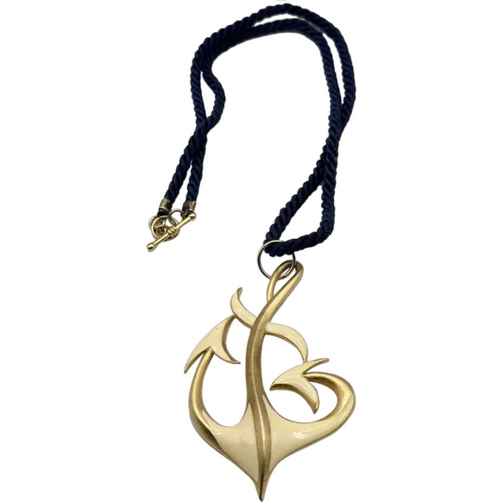 Vintage MJent Enamel Anchor Rope Necklace - image 1