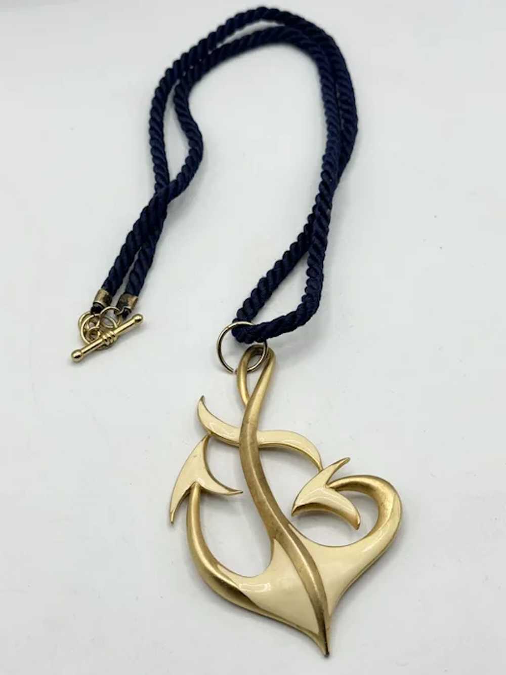 Vintage MJent Enamel Anchor Rope Necklace - image 2