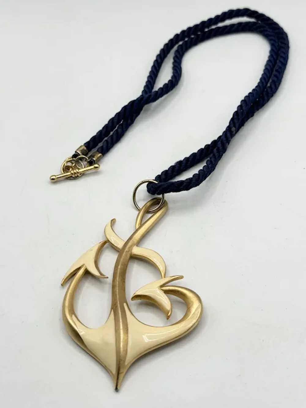 Vintage MJent Enamel Anchor Rope Necklace - image 4