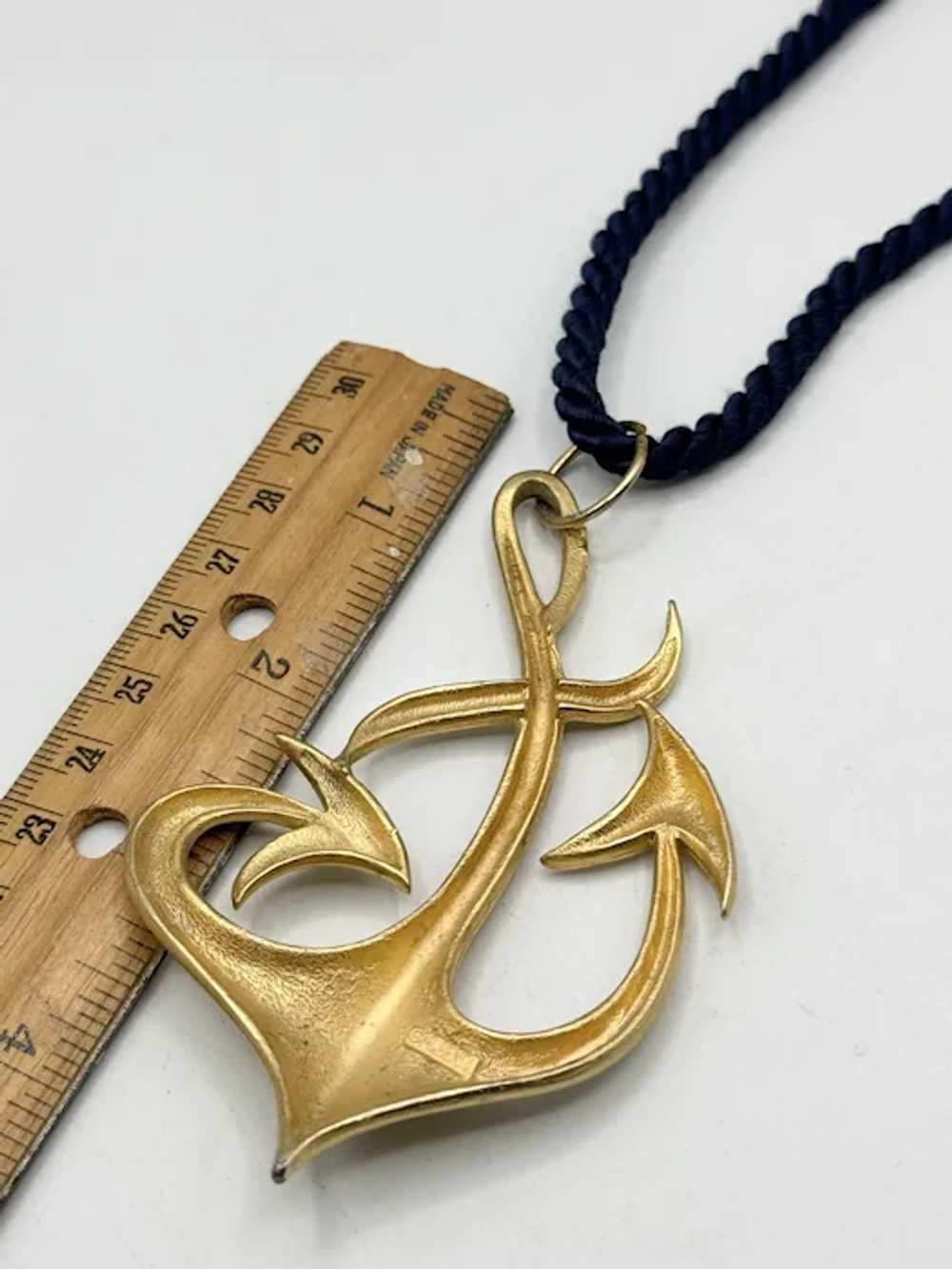 Vintage MJent Enamel Anchor Rope Necklace - image 5