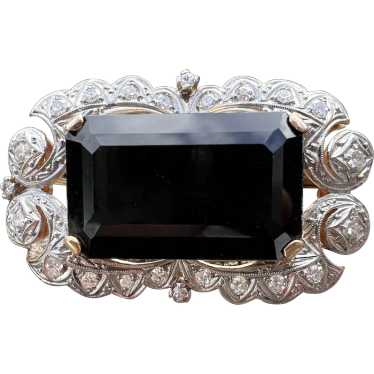 Art Deco Onyx and Diamond Brooch