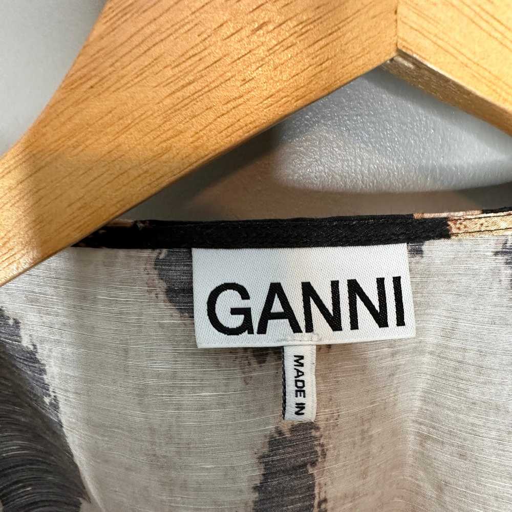 Ganni Silk Linen wrap dress in maxi leopard - image 4