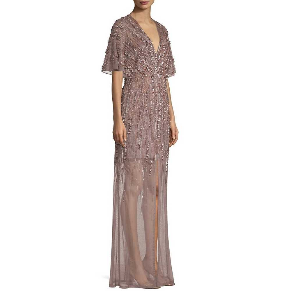 Aidan Mattox Embroidered V-Neck Gown - image 1
