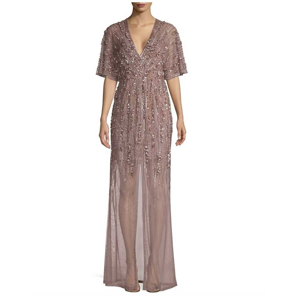 Aidan Mattox Embroidered V-Neck Gown - image 2
