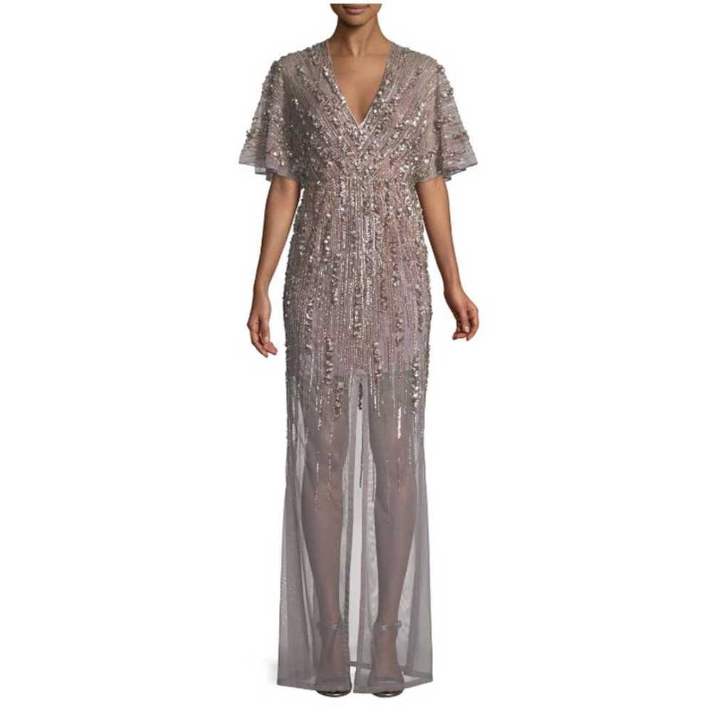 Aidan Mattox Embroidered V-Neck Gown - image 4