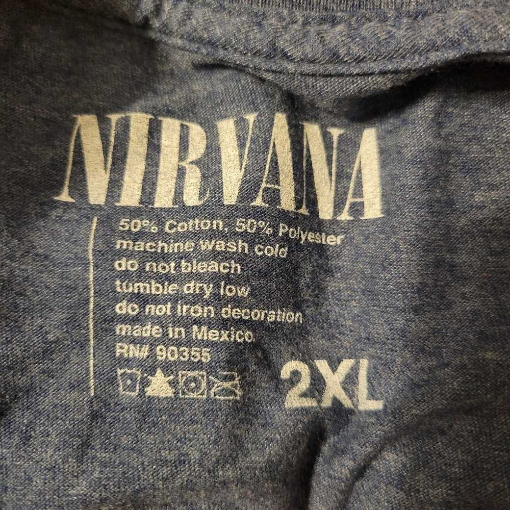 Nirvana Band Tee Smiley Face t-shirt blue 2XL Roc… - image 3