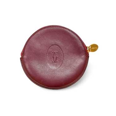 Vintage Cartier genuine wine leather coin case wi… - image 1
