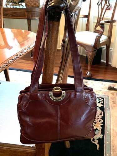 Vintage Italian Burgundy Leather Handbag  Purse 19