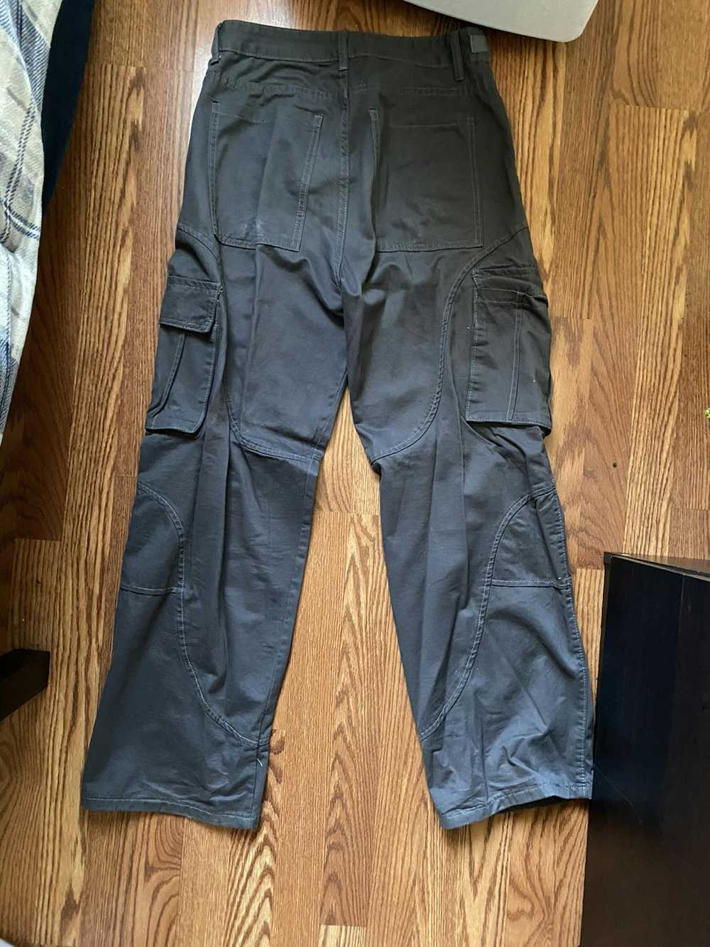Japanese Brand Dark Grey Flared Cargo Pants - image 3