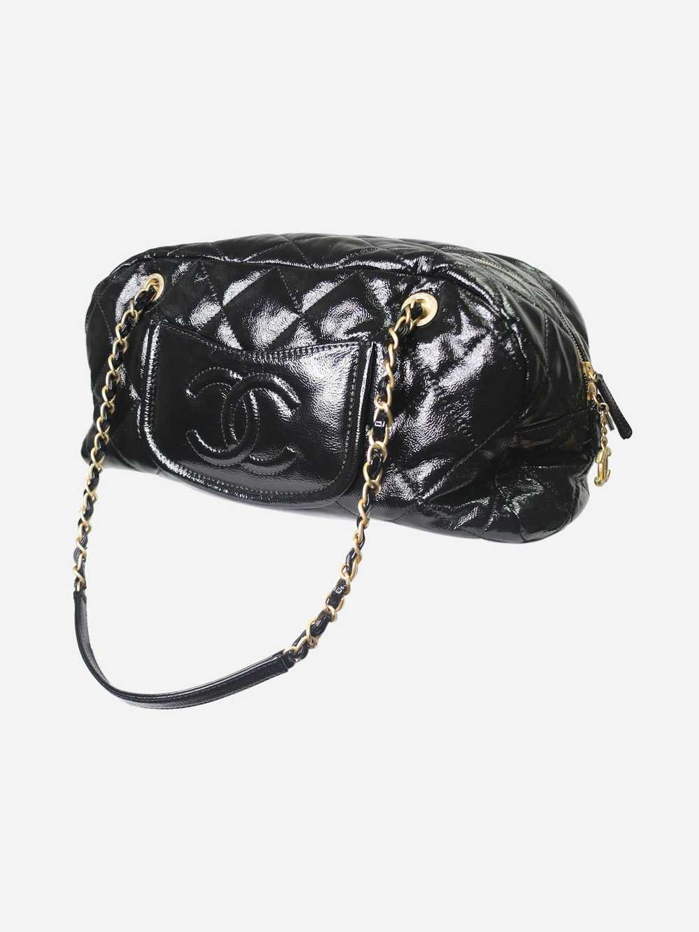 Chanel Black 2020 patent leather bowling bag - image 5