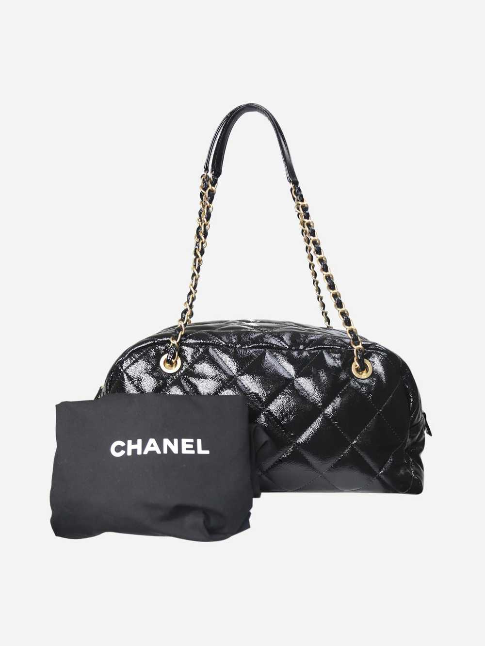 Chanel Black 2020 patent leather bowling bag - image 6