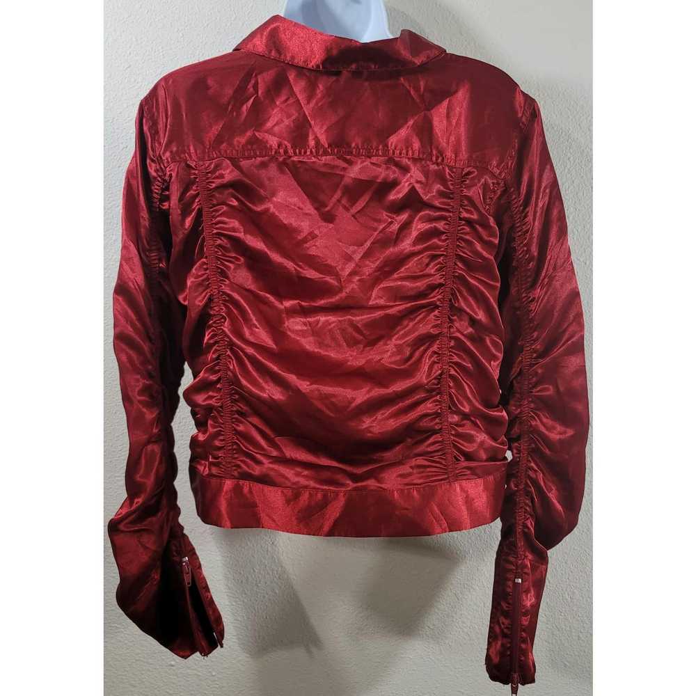 Other Overdrive Red Satin Ruched Full Zip Collard… - image 2