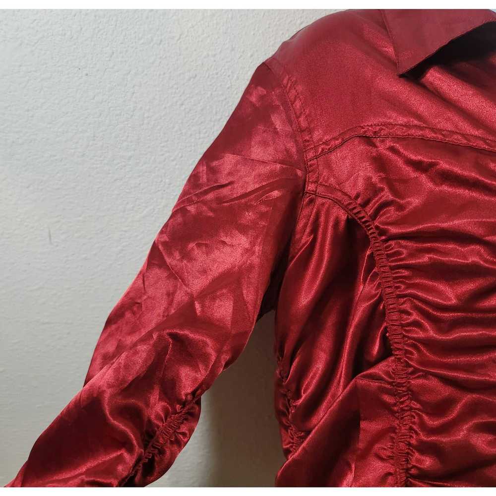 Other Overdrive Red Satin Ruched Full Zip Collard… - image 6