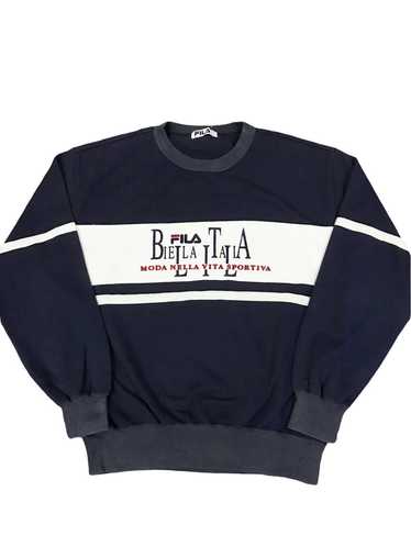 Vintage popular Fila Atletica Italiana Full Print Spellout Logo Crewneck Pullover Sweatshirt