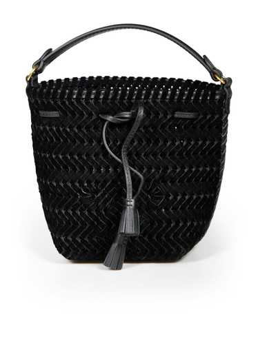 Anya Hindmarch Black Velvet Gemstone Strap Woven B