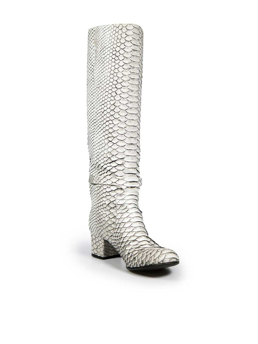 Sergio Rossi Grey Python Knee High Boots - image 2