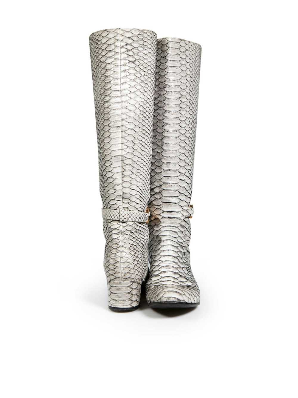 Sergio Rossi Grey Python Knee High Boots - image 3