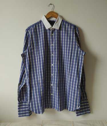 Aquascutum × Luxury Blue and white tatran shirt s… - image 1