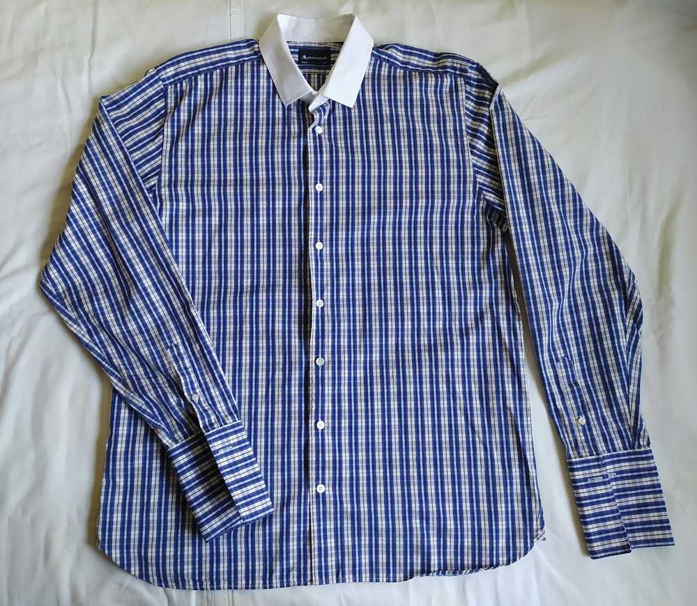 Aquascutum × Luxury Blue and white tatran shirt s… - image 2