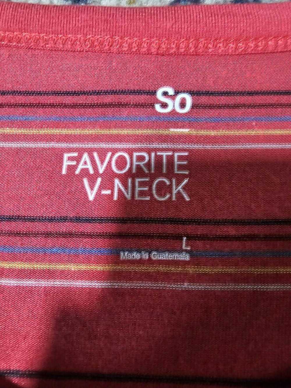 Designer SO favorite v-neck red striped LARGE SEE… - image 4