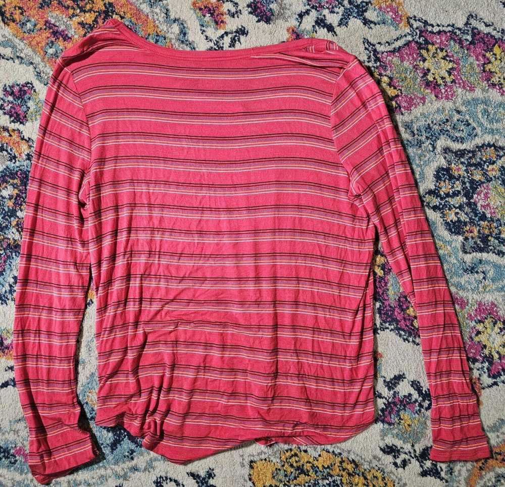 Designer SO favorite v-neck red striped LARGE SEE… - image 8