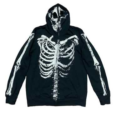 XXX Rude Skeleton Full Zip Large Unisex Skull Hoodie Halloween Jacket  Pockets