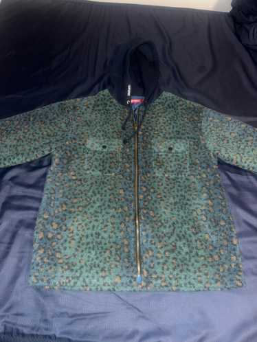 Supreme Teal leopard fleece jacket
