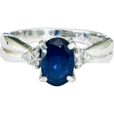 Vintage 1990s Natural Sapphire & Diamond Solid PT… - image 1