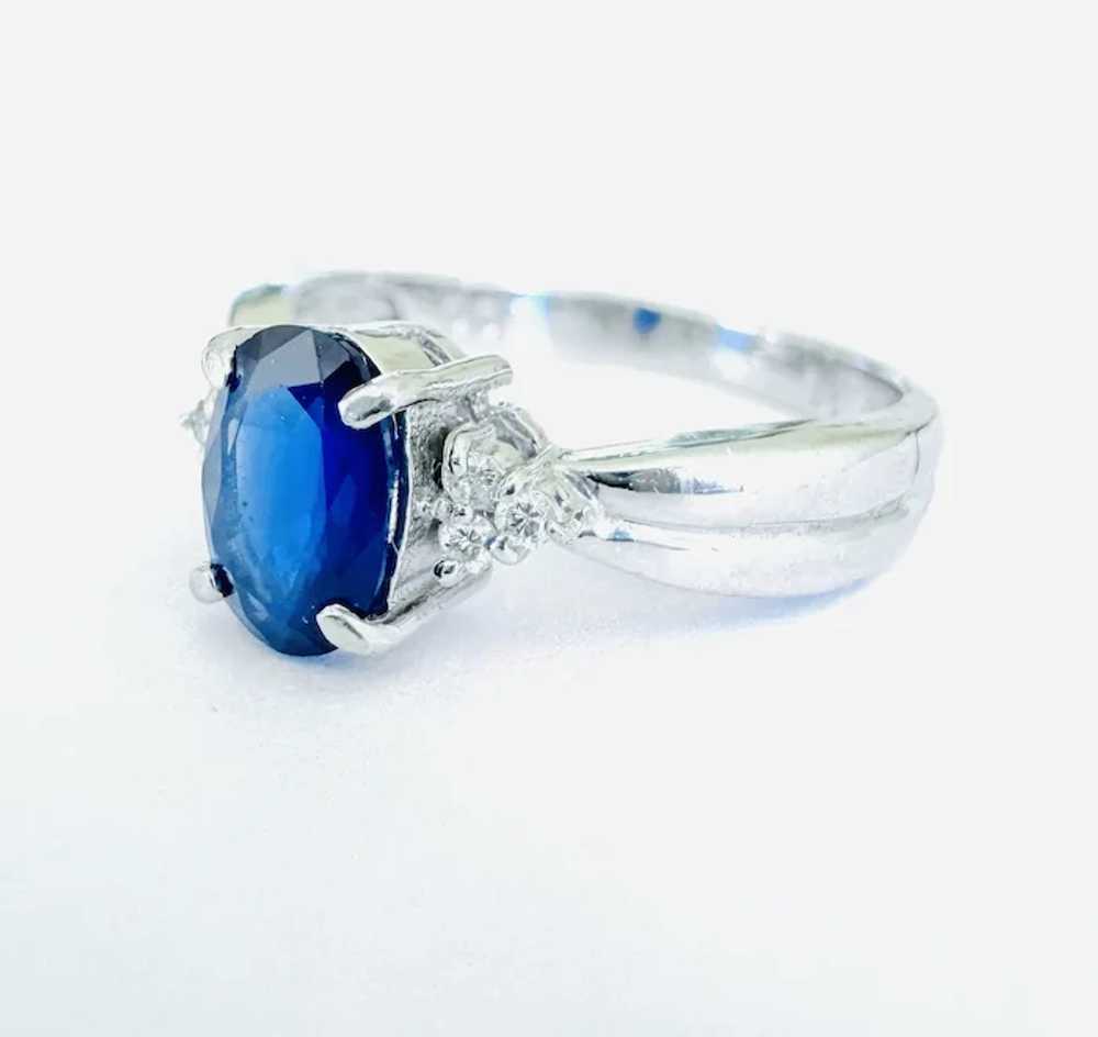 Vintage 1990s Natural Sapphire & Diamond Solid PT… - image 2