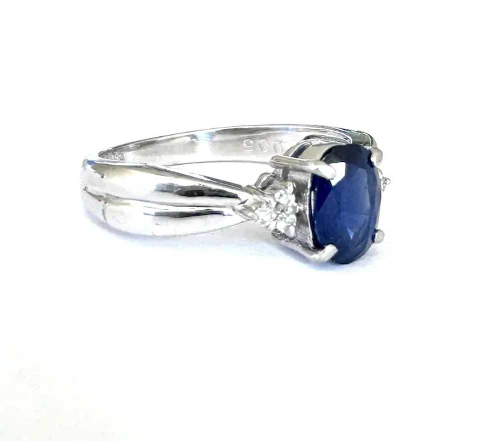 Vintage 1990s Natural Sapphire & Diamond Solid PT… - image 3