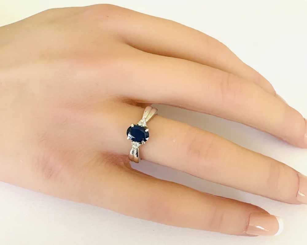 Vintage 1990s Natural Sapphire & Diamond Solid PT… - image 5