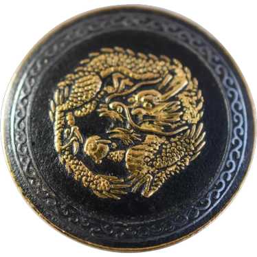 Vintage Japanese Damascene Gold Plated Dragon Bro… - image 1