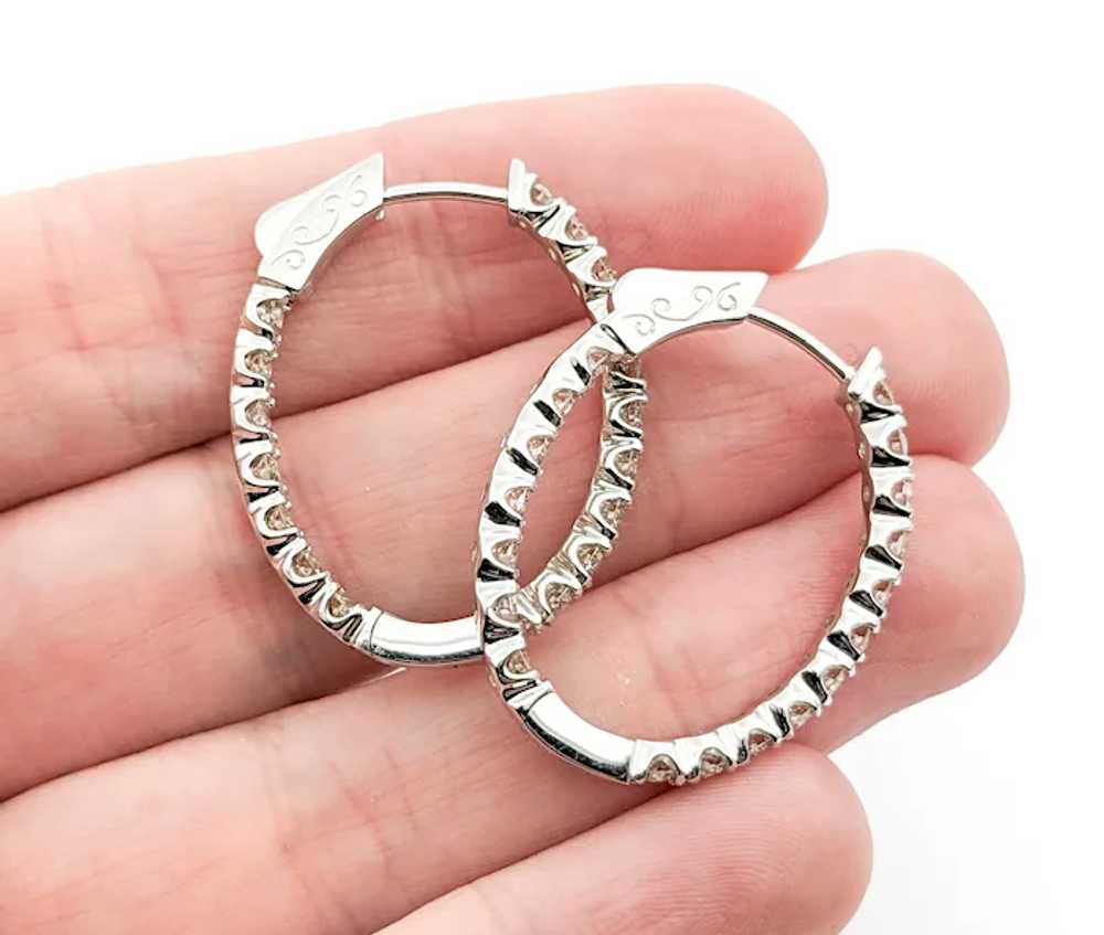 2.87ctw Inside/Outside Diamond Fashion Hoop Earri… - image 2