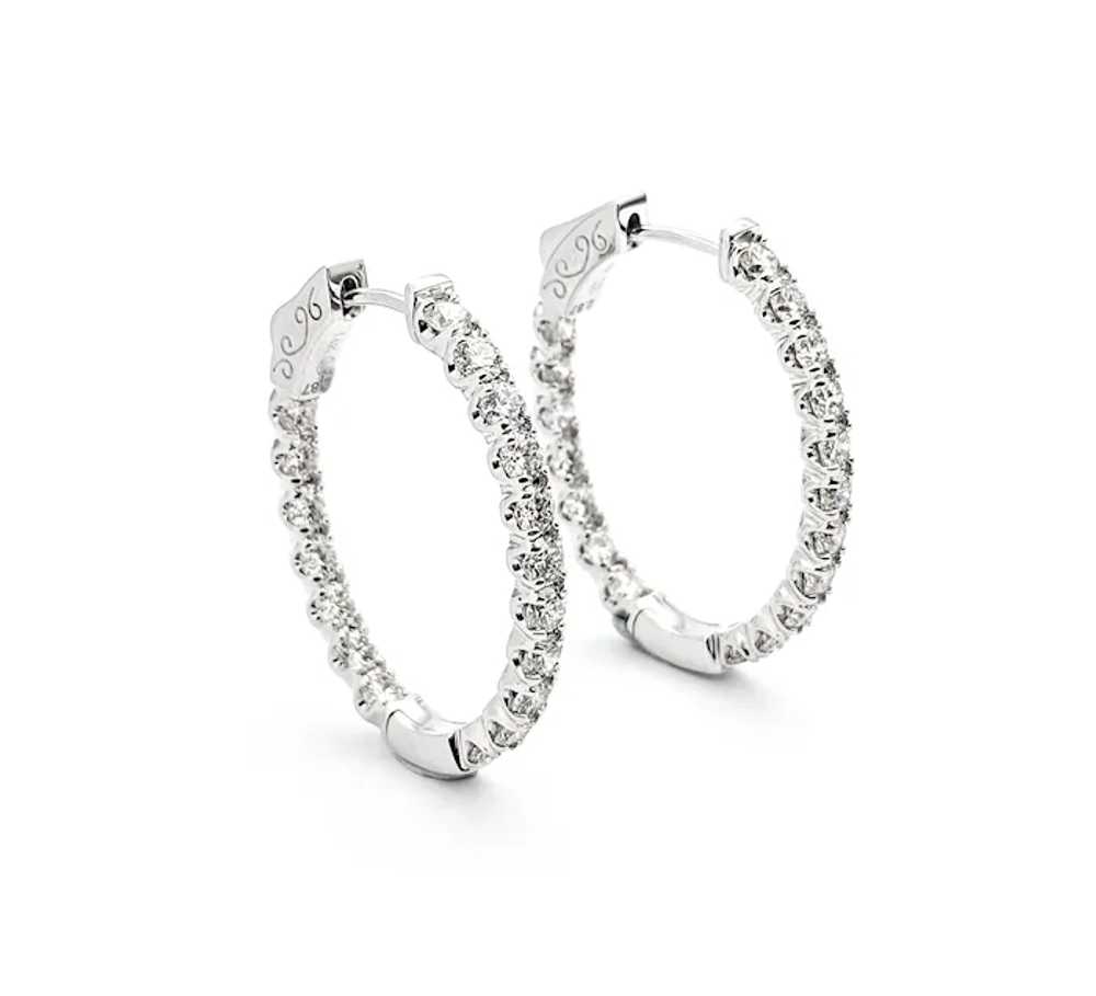 2.87ctw Inside/Outside Diamond Fashion Hoop Earri… - image 3