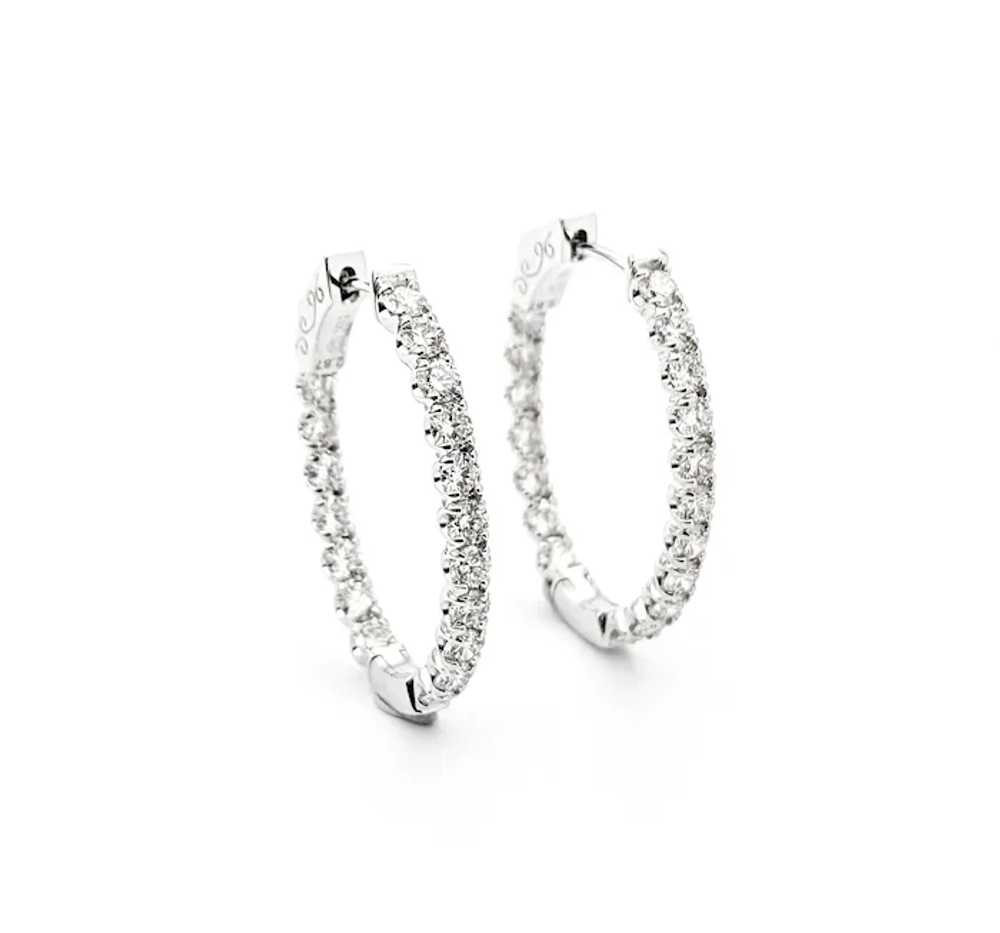 2.87ctw Inside/Outside Diamond Fashion Hoop Earri… - image 4