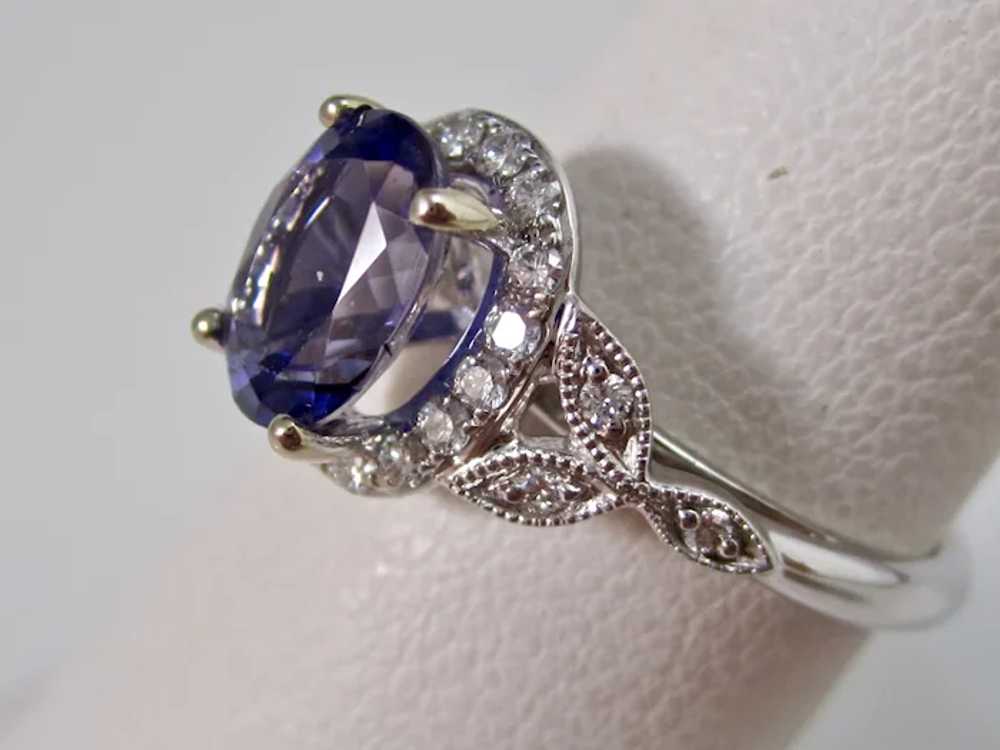 Vintage Estate Natural Iolite & Diamond Ring 14K - image 4