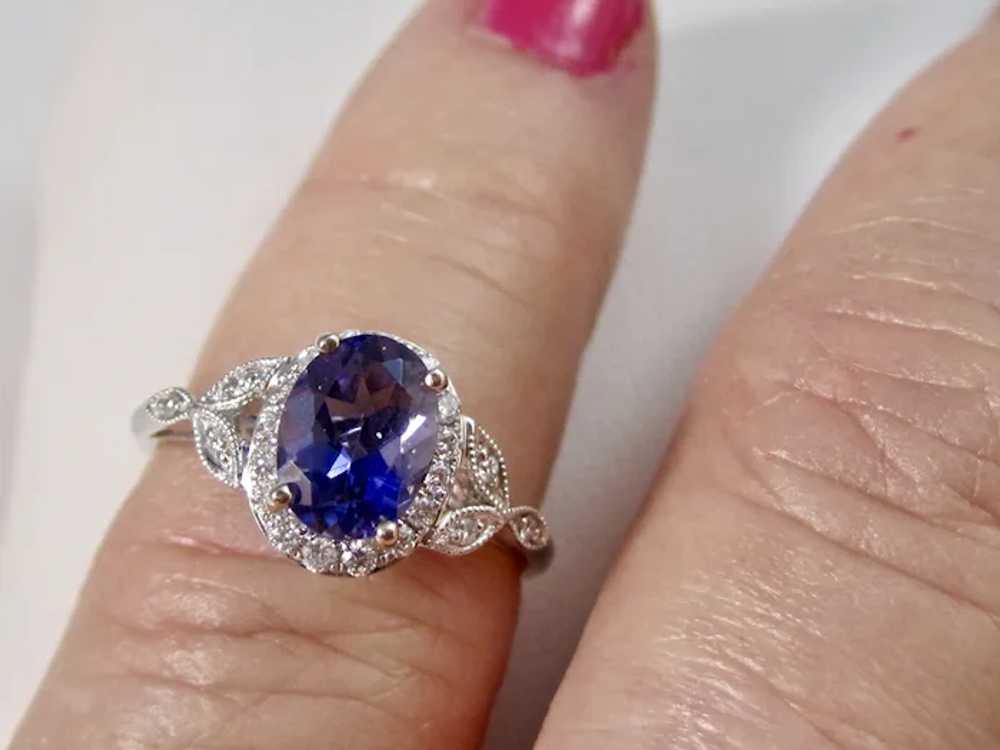 Vintage Estate Natural Iolite & Diamond Ring 14K - image 5