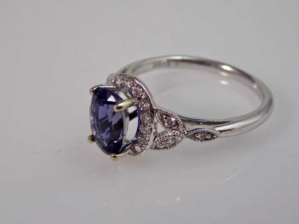 Vintage Estate Natural Iolite & Diamond Ring 14K - image 6