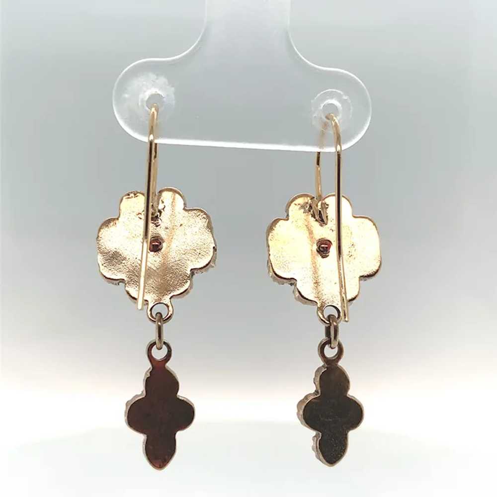 Bohemian Garnet Drop Dangle Earrings with new 14K… - image 4