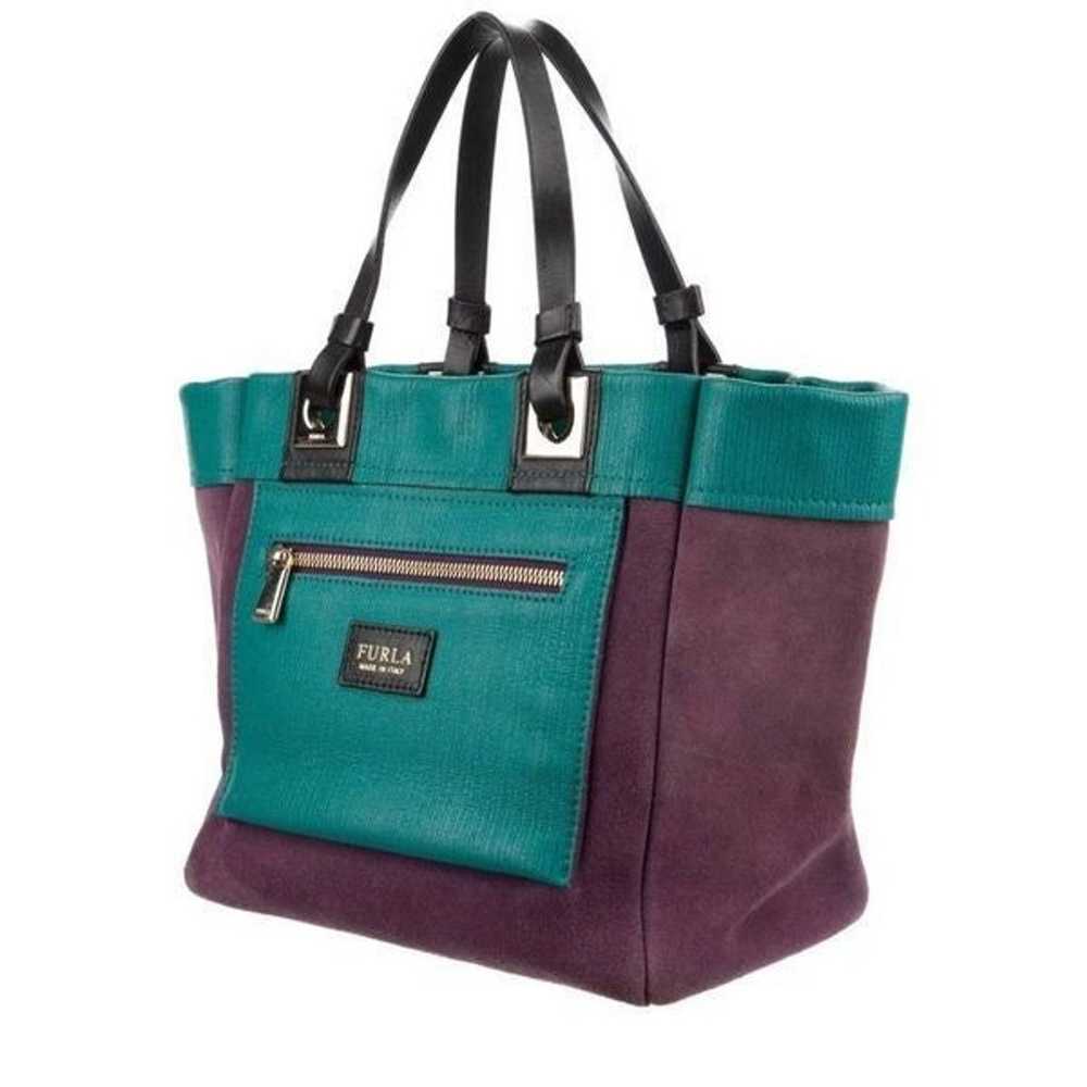 FURLA Tribe Reversible Green Purple Tote Bag Ital… - image 2