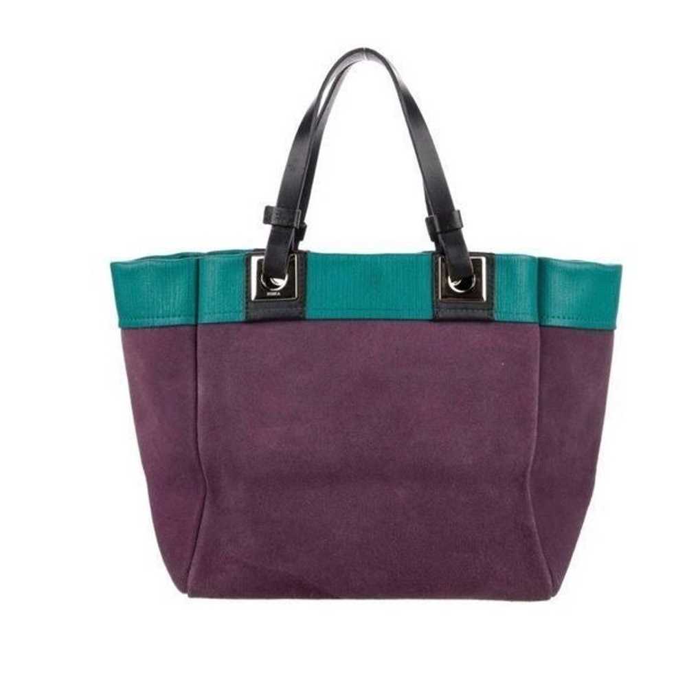FURLA Tribe Reversible Green Purple Tote Bag Ital… - image 3