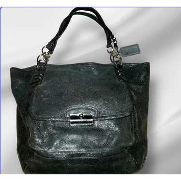 COACH CHARCOAL BLACK SILVER SHIMMER SUEDE XLARGE … - image 1