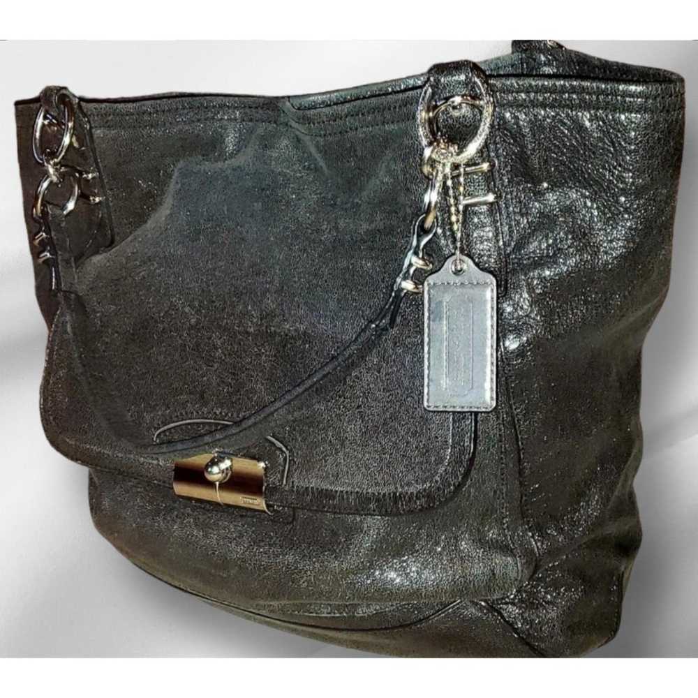 COACH CHARCOAL BLACK SILVER SHIMMER SUEDE XLARGE … - image 3