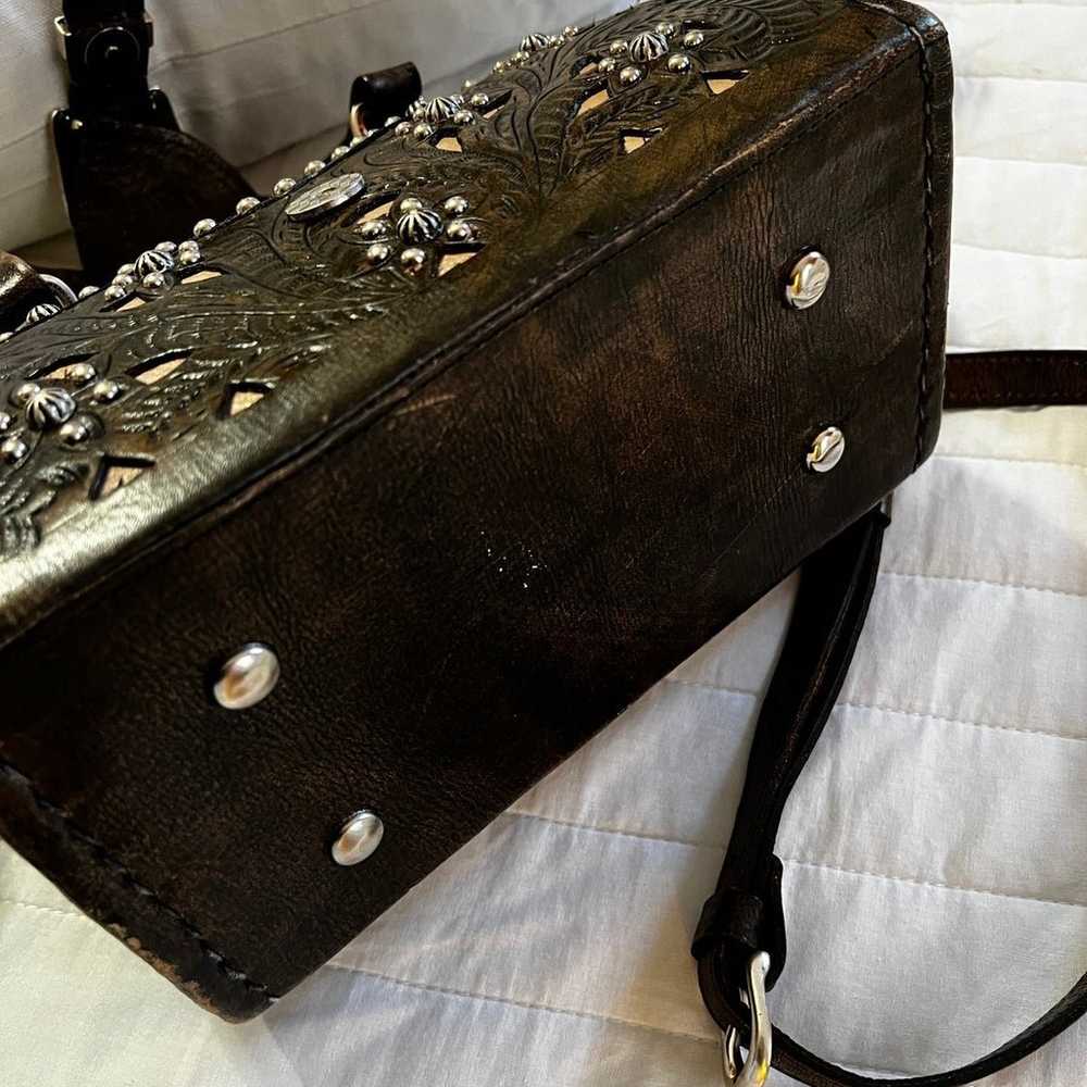 American West Brown tooled structured leather bag - image 9