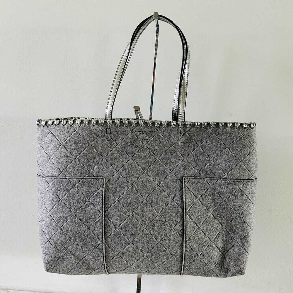 TORY BURCH Block T Light Gray Silver Felt Fabric … - image 1